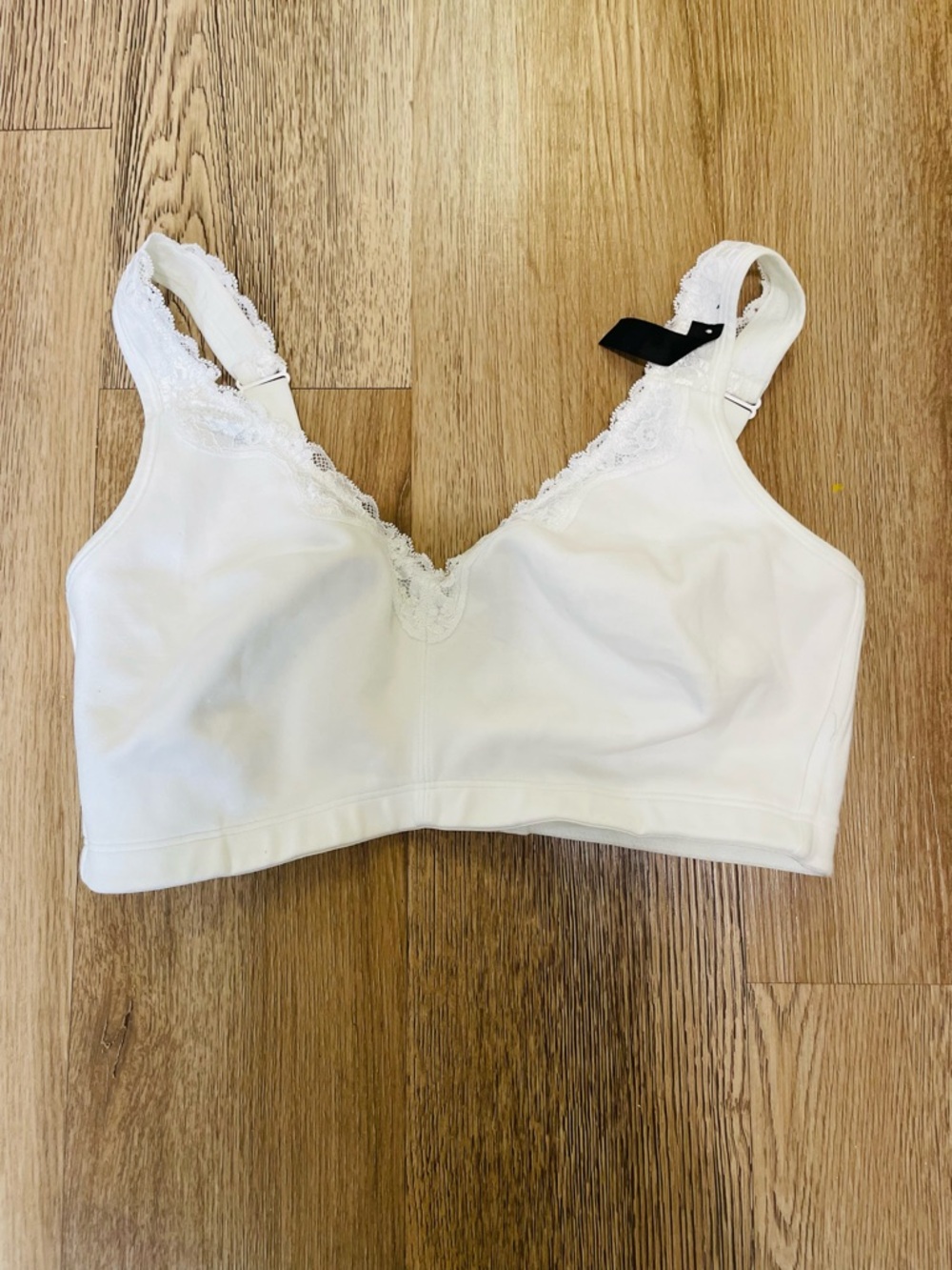 Deesse Lingerie White Lace Trim Wireless Bra